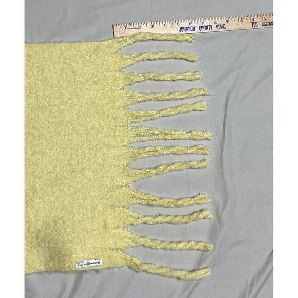 Abercrombie & Fitch Yellow Wool Blend Scarf With Fringe Fuzzy Soft Cozy One Size - Picture 5 of 5